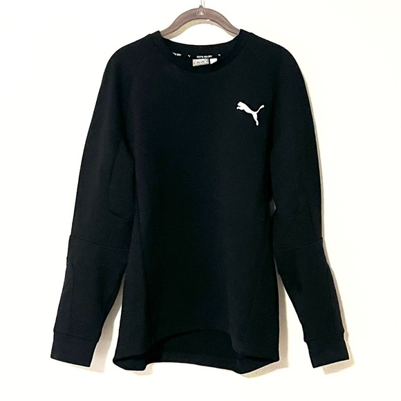 NEW Puma Men’s Crew Neck Long Sleeve Black Pullover Sweatshirt Black Medium - Picture 1 of 10